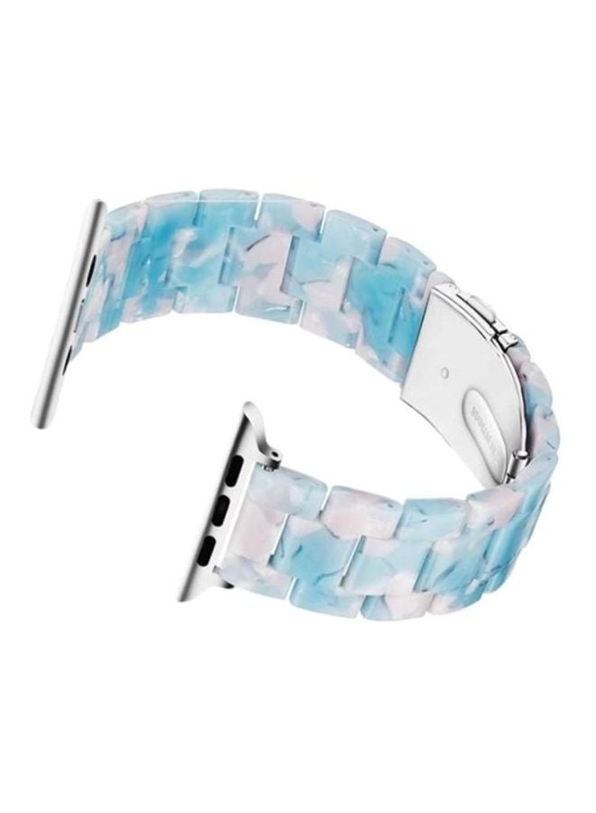 MARGOUN - Marble Resin Bracelet Band For Apple Watch SE Series 42/44mm Blue/White - Image 1