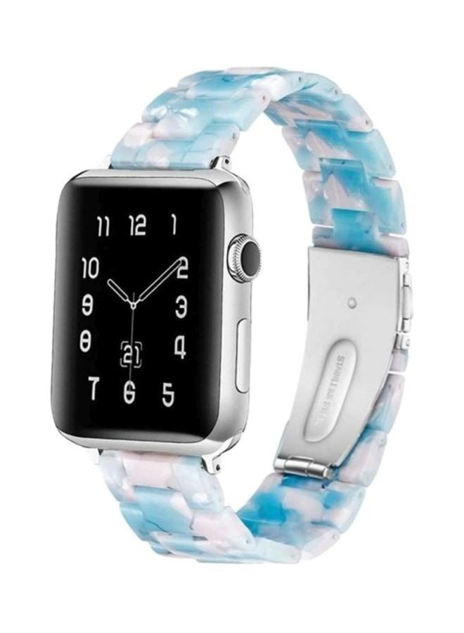 MARGOUN - Marble Resin Bracelet Band For Apple Watch SE Series 42/44mm Blue/White - Image 1