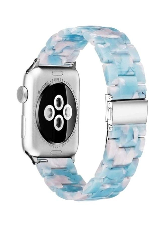 MARGOUN - Marble Resin Bracelet Band For Apple Watch SE Series 42/44mm Blue/White - Image 1