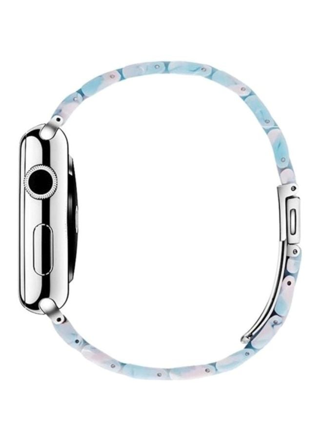 MARGOUN - Marble Resin Bracelet Band For Apple Watch SE Series 42/44mm Blue/White - Image 1