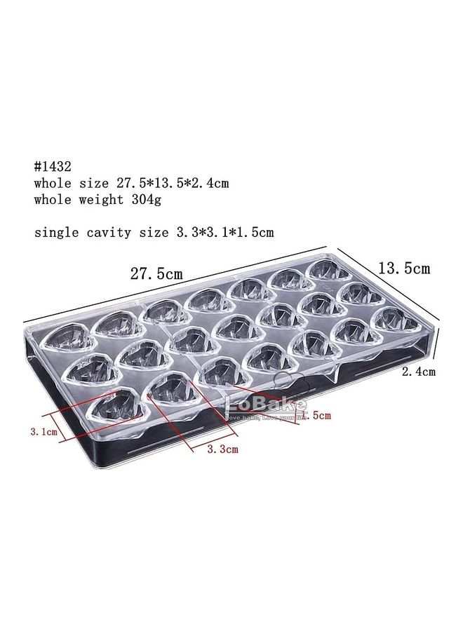 XiuWoo - 21 Well Diamond Heart Plastic Chocolate Mold Ice Cube Mould Multicolour - Image 1