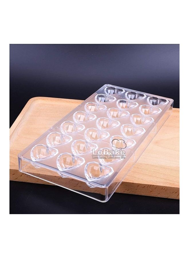 XiuWoo - 21 Well Diamond Heart Plastic Chocolate Mold Ice Cube Mould Multicolour - Image 1