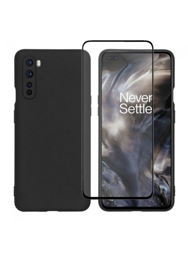 MARGOUN Protective Case Cover With Tempered Glass Screen Protector For OnePlus Nord Black/Clear - Image 2