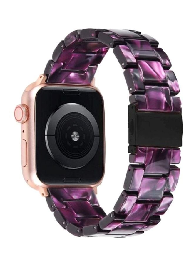 MARGOUN - Marble Resin Bracelet Band For Apple Watch SE Series 42/44mm Purple/Black - Image 1