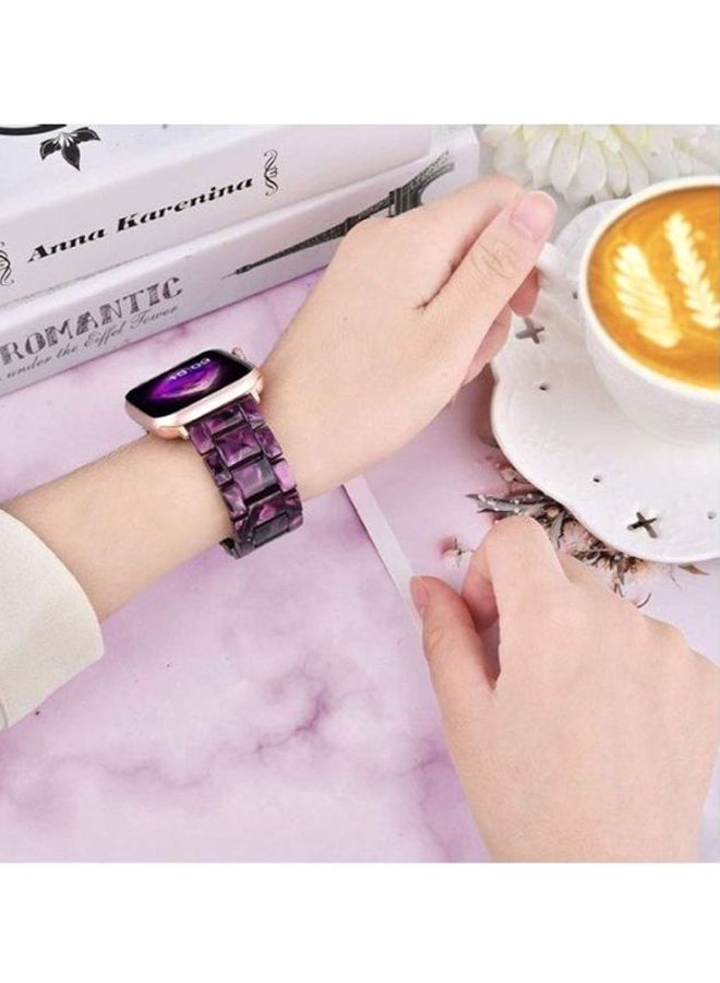 MARGOUN - Marble Resin Bracelet Band For Apple Watch SE Series 42/44mm Purple/Black - Image 1