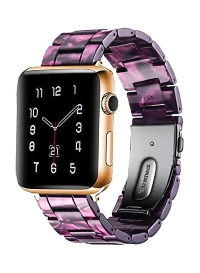 MARGOUN - Marble Resin Bracelet Band For Apple Watch SE Series 42/44mm Purple/Black - Image 1