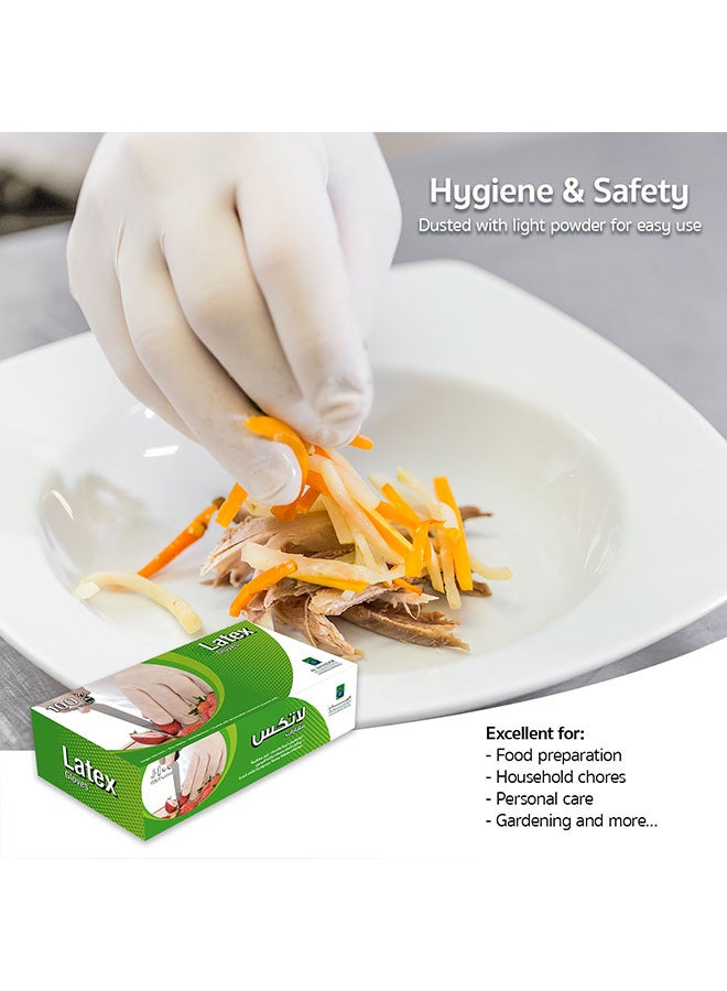 Fun 100-Pieces Powdered Latex Disposable Gloves White Small  - Image 2