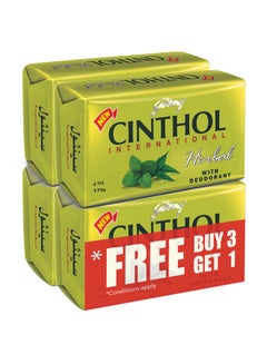 Cinthol Bath Soap Herbal with Deodarant  Germ Protection 175g  Pack of 4  - Image 1
