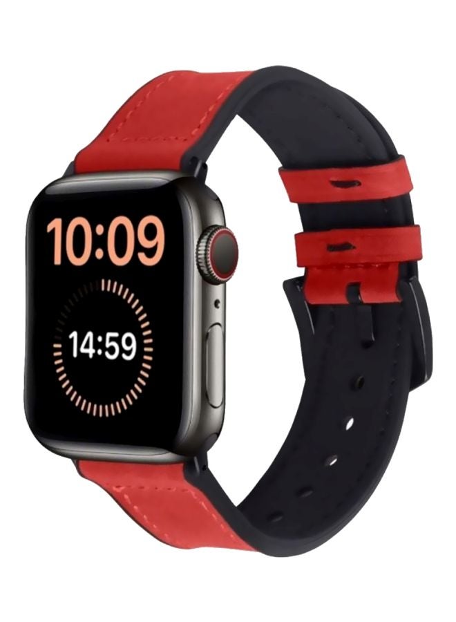 MARGOUN Replacement Band For Apple SE Watch Series 42/44mm Red/Black - Image 1