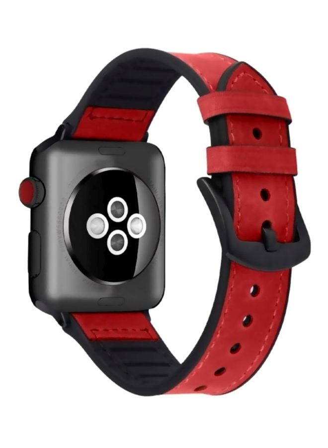 MARGOUN Replacement Band For Apple SE Watch Series 42/44mm Red/Black - Image 2