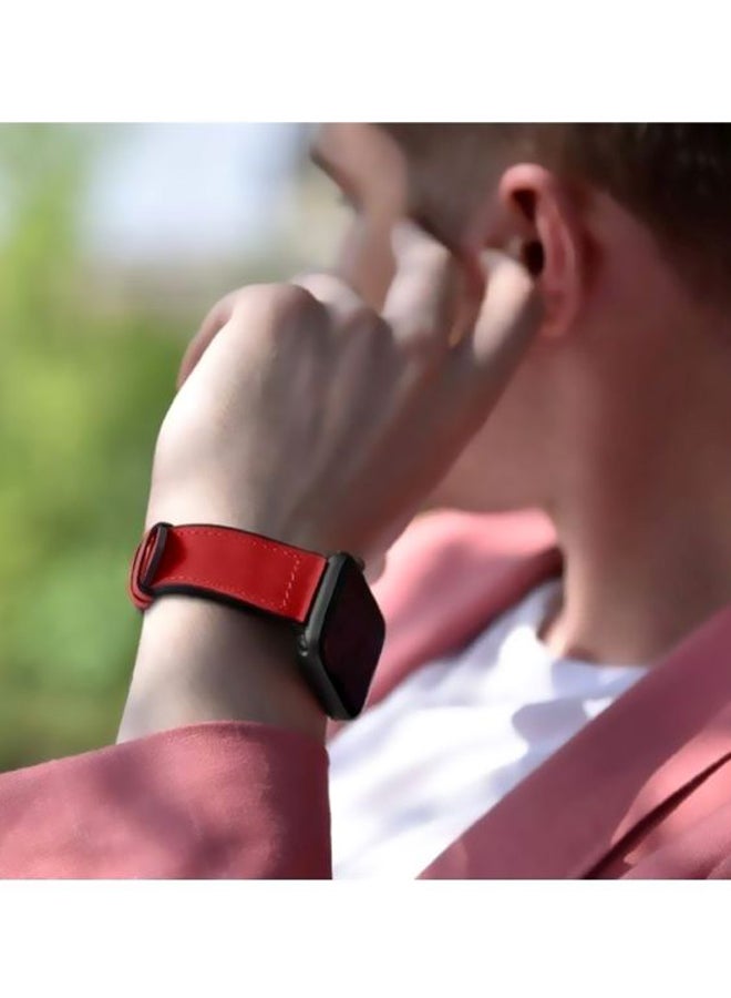 MARGOUN Replacement Band For Apple SE Watch Series 42/44mm Red/Black - Image 4