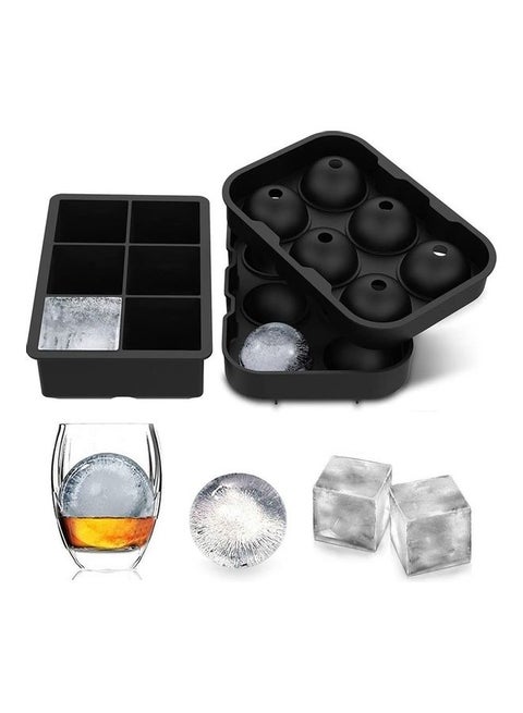 Set Of 2 Large Ice Cube And Ball Maker B66 Black