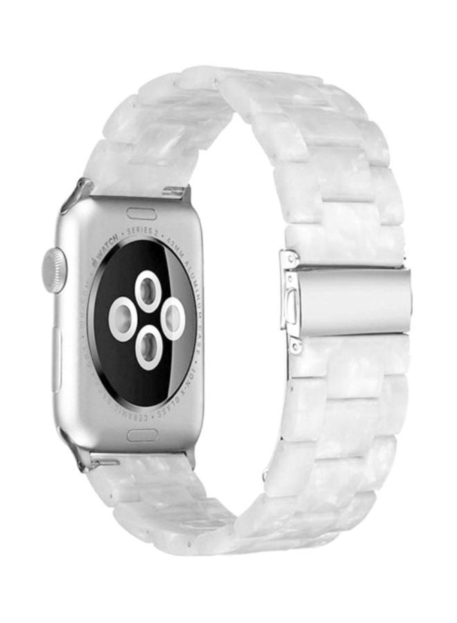 MARGOUN - Marble Resin Bracelet Band For Apple Watch SE Series 42/44mm White - Image 1