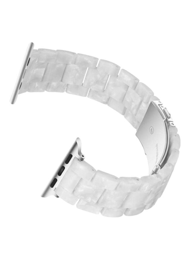 MARGOUN - Marble Resin Bracelet Band For Apple Watch SE Series 42/44mm White - Image 1