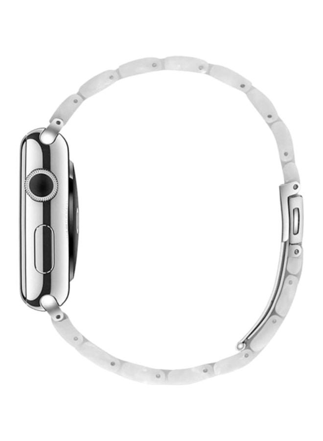 MARGOUN - Marble Resin Bracelet Band For Apple Watch SE Series 42/44mm White - Image 1