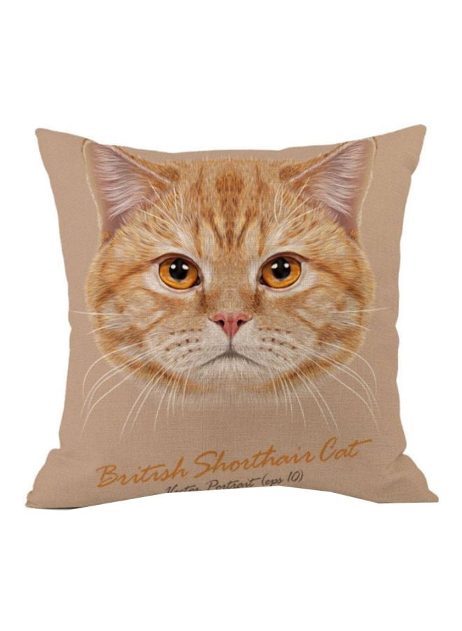 Animal Printed Cushion Cover Brown/White/Black 45x45cm