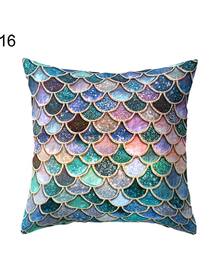 Fish Scale Designed Throw Pillow Case Multicolour - Image 1