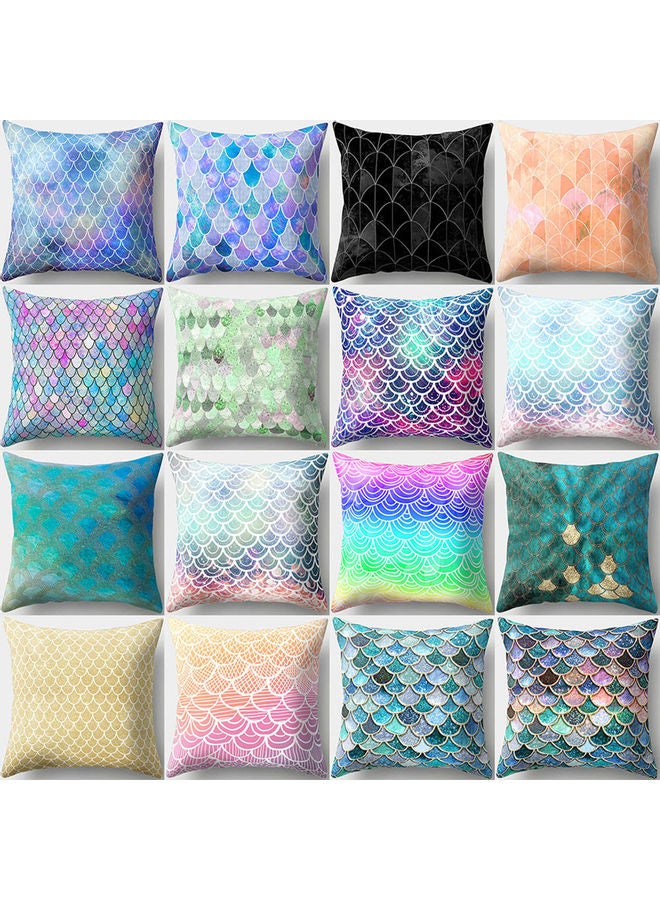 Fish Scale Designed Throw Pillow Case Multicolour - Image 2