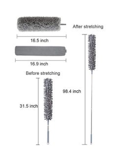 Generic 3 Cleaning Head and 1 Telescoping Extension Pole Microfiber Duster Grey/Silver  - Image 3