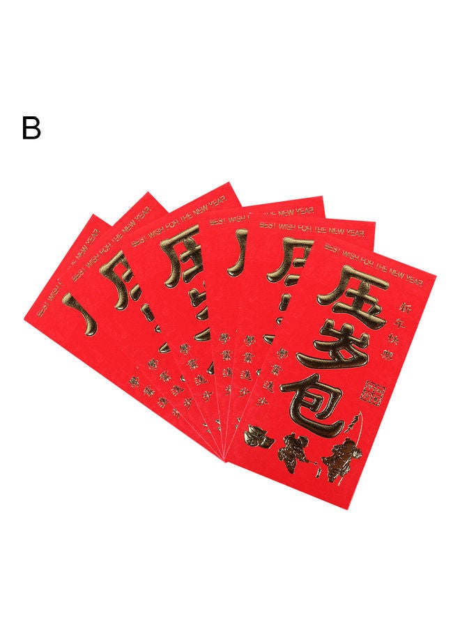 6 Piece Chinese New Year Paper Red Envelopes  - Image 1