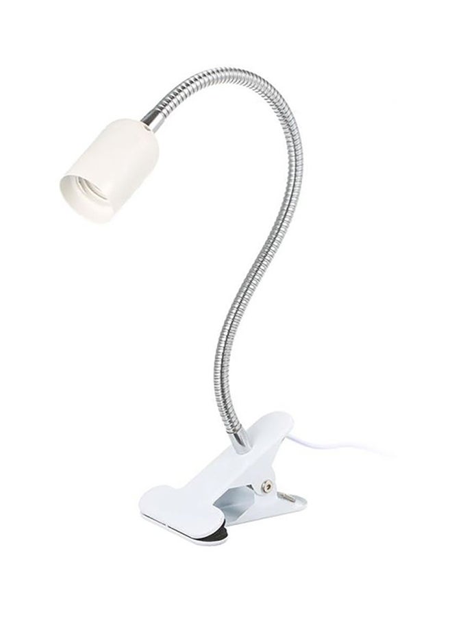 Beauenty 50W E27 Bulb Base Socket Holder Desk Lamp With Clamp Press Button White/Silver 9x10cm - Image 1