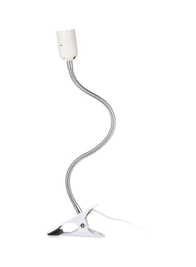 Beauenty 50W E27 Bulb Base Socket Holder Desk Lamp With Clamp Press Button White/Silver 9x10cm - Image 2
