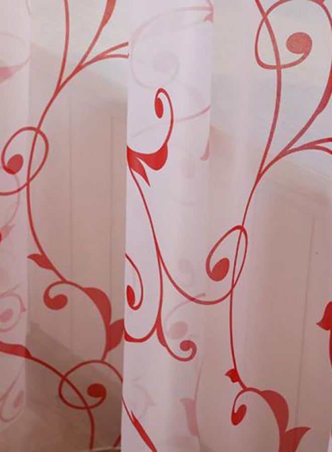 Voberry - Window Screens Door Balcony Curtain Panel Sheer Cover White/Red 100x200cm - Image 1