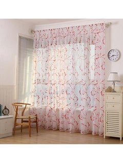 Window Screens Door Balcony Curtain Panel Sheer Cover White/Red 100x200cm