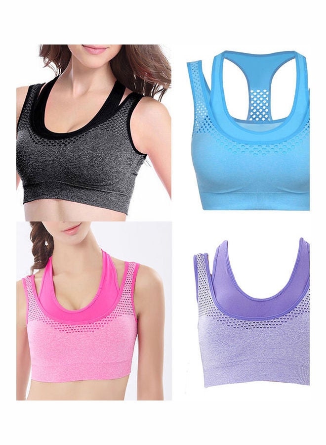 Women Sportswear Vest Running Exercise Sports Underwear Breathable Bra Top Grey  - Image 2