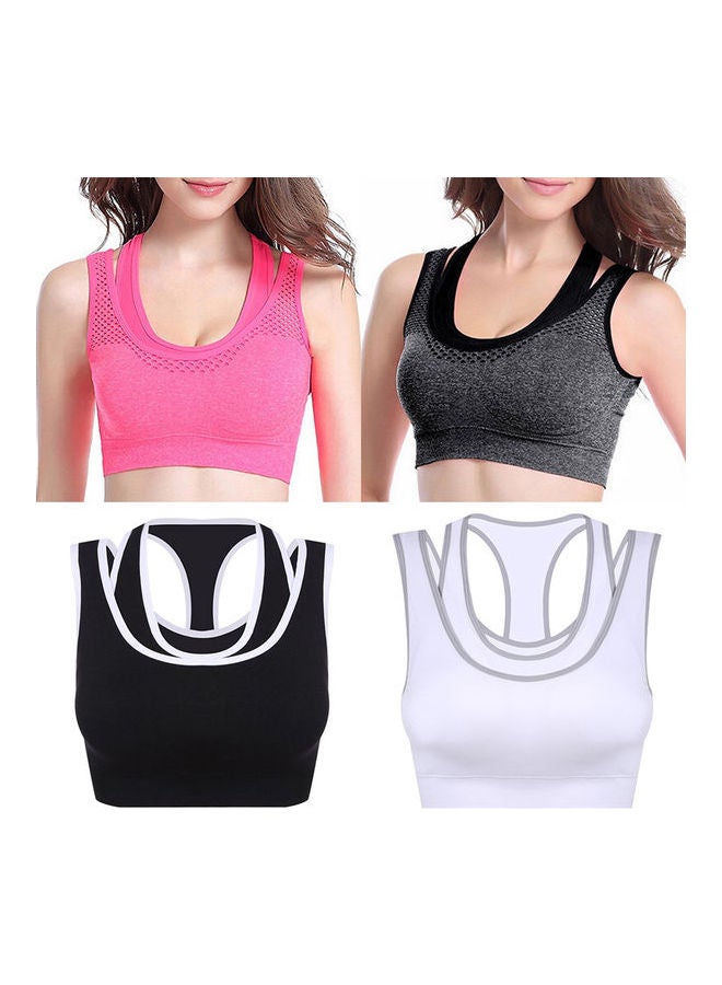 Women Sportswear Vest Running Exercise Sports Underwear Breathable Bra Top Grey  - Image 3