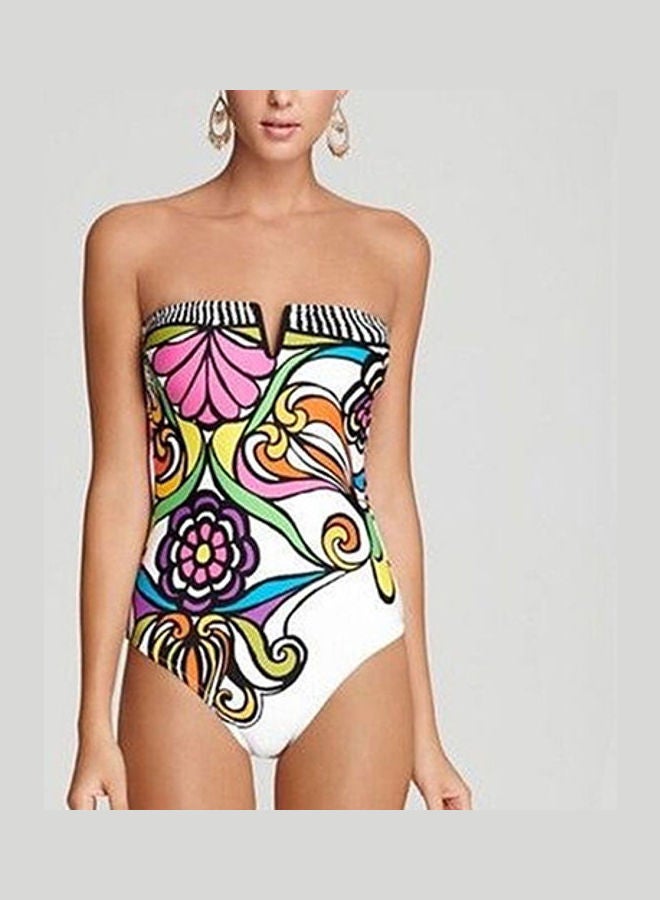 Bohemian One-piece Swimming Suit Floral Print Wireless Bikini Swimwear Multicolour - Image 1