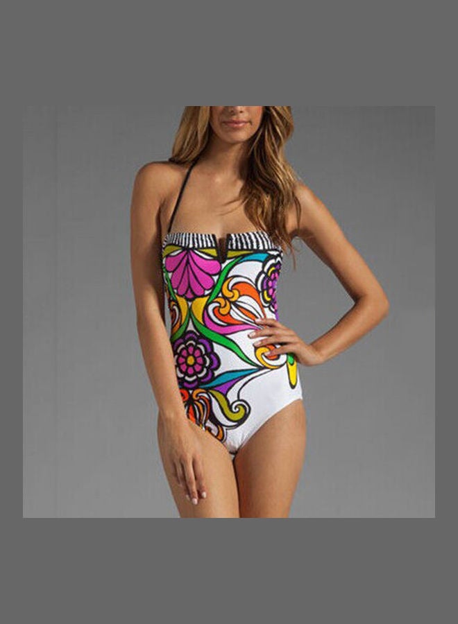 Bohemian One-piece Swimming Suit Floral Print Wireless Bikini Swimwear Multicolour - Image 4