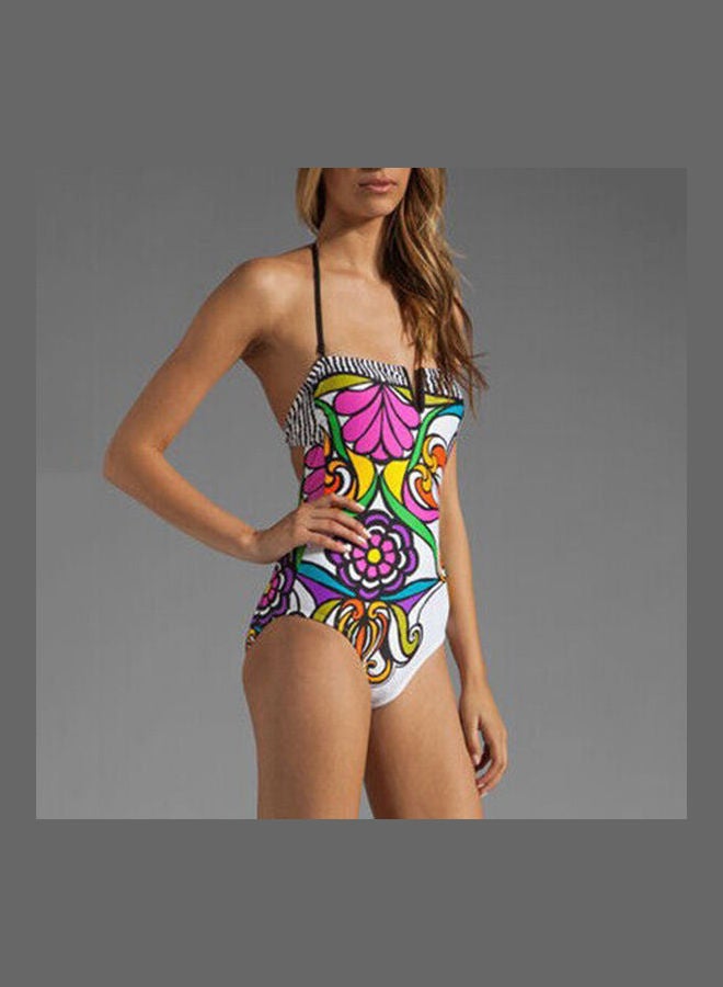 Bohemian One-piece Swimming Suit Floral Print Wireless Bikini Swimwear Multicolour - Image 5