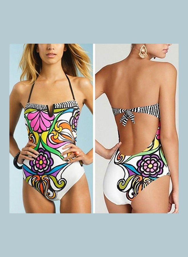 Bohemian One-piece Swimming Suit Floral Print Wireless Bikini Swimwear Multicolour - Image 2