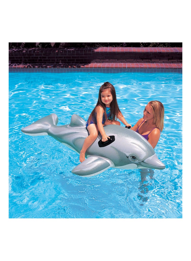INTEX Inflatable Great Dolphin Ride-On Pool Beach Lake Float Fun Toy For Kids 175x66cm  - Image 4