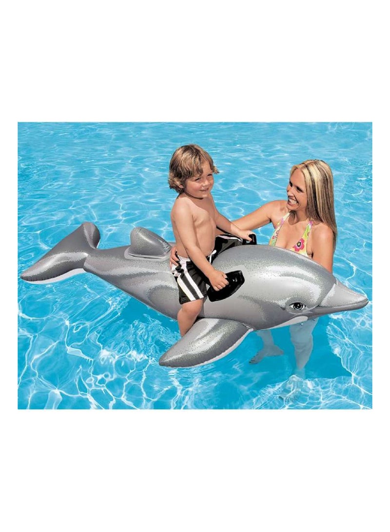 INTEX Inflatable Great Dolphin Ride-On Pool Beach Lake Float Fun Toy For Kids 175x66cm  - Image 5