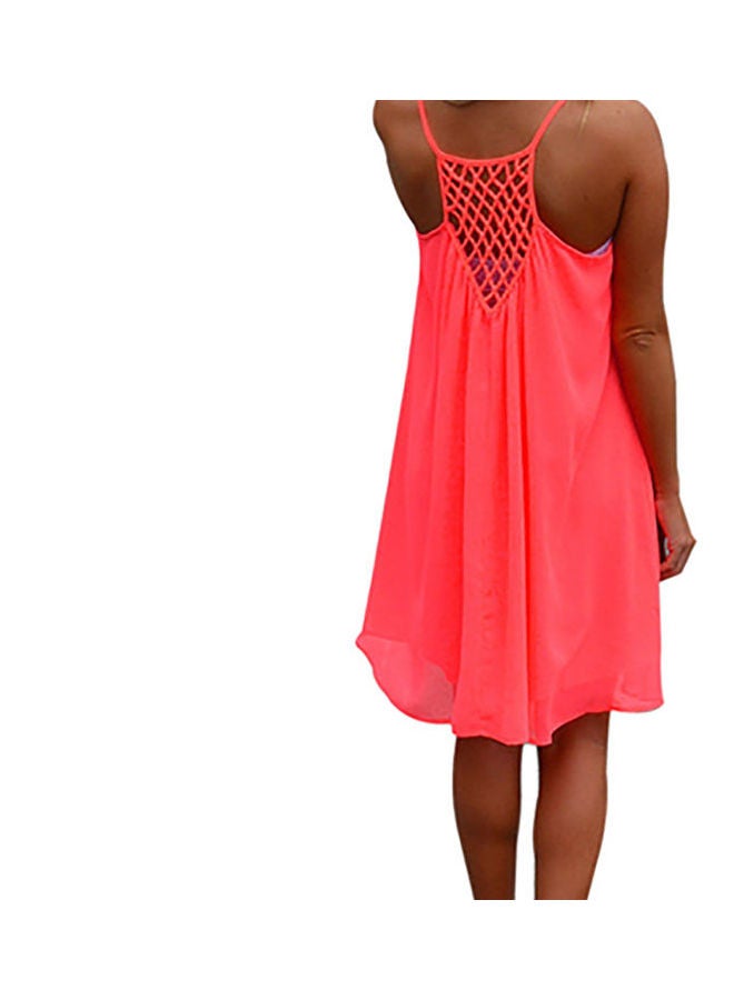 Sexy Women's Summer Casual Sleeveless Strap Backless Beach Dress for Evening Party Red - Image 1