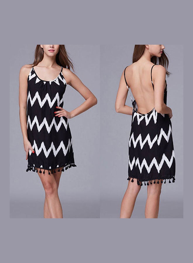 Striped Backless Mini Dress Black/White  - Image 2