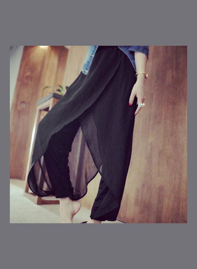Chiffon Jointing Harem Pants Black - Image 3