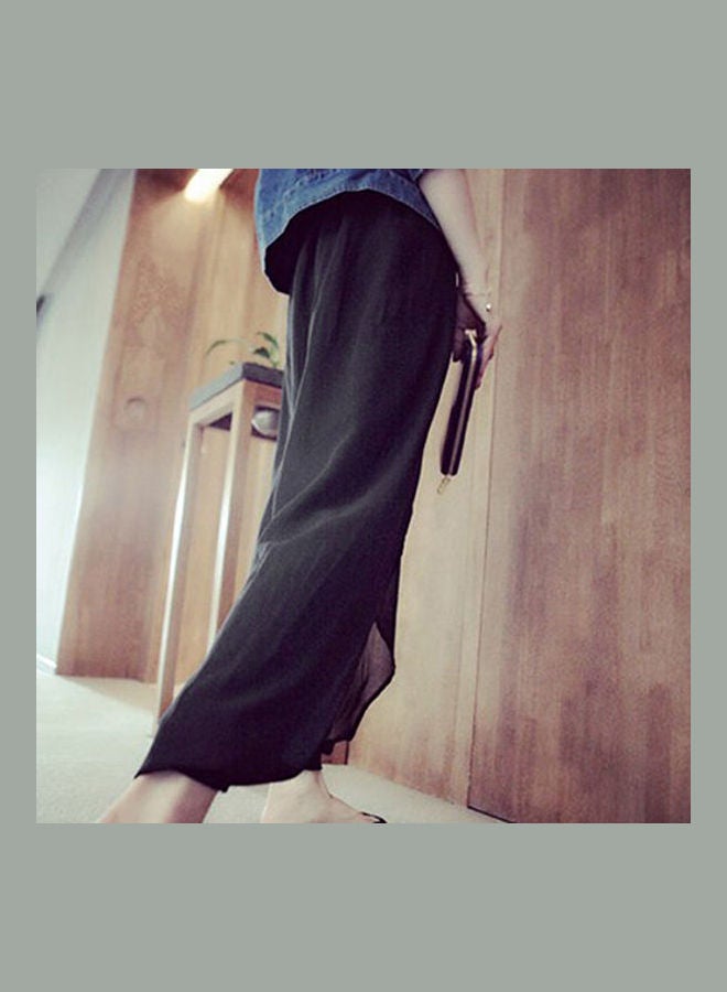 Chiffon Jointing Harem Pants Black - Image 4