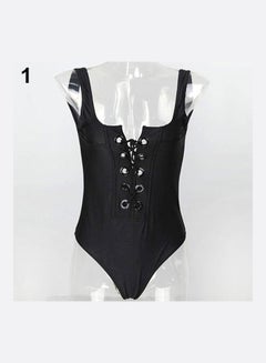 Women's One-Piece Push Up Bikini Bandage Monokini Swimsuit Bathing Swimwear Black