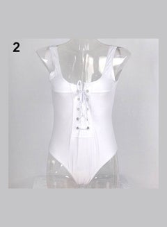 Women's One-Piece Push Up Bikini Bandage Monokini Swimsuit Bathing Swimwear White