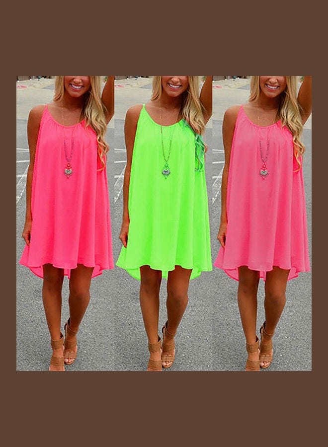 فستان نسائي كاجوال جذاب للشاطئ من دون أكمام ومكشوف الظهر للحفلات  المسائية في الصيف وردي - Image 1