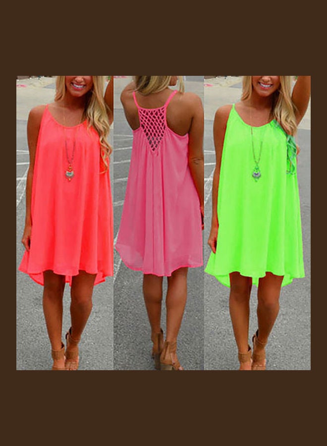 فستان نسائي كاجوال جذاب للشاطئ من دون أكمام ومكشوف الظهر للحفلات  المسائية في الصيف وردي - Image 3