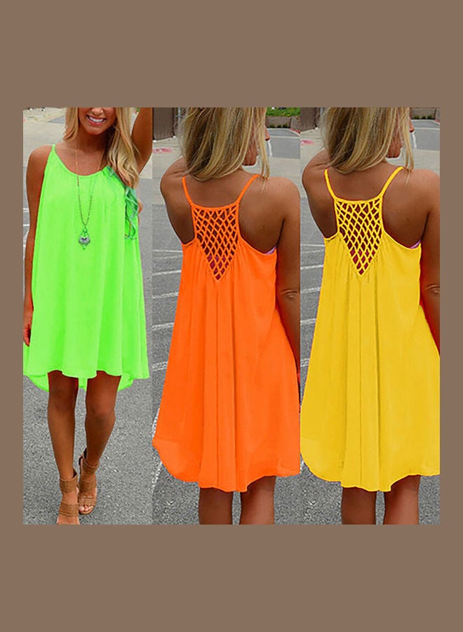 فستان نسائي كاجوال جذاب للشاطئ من دون أكمام ومكشوف الظهر للحفلات  المسائية في الصيف وردي - Image 4