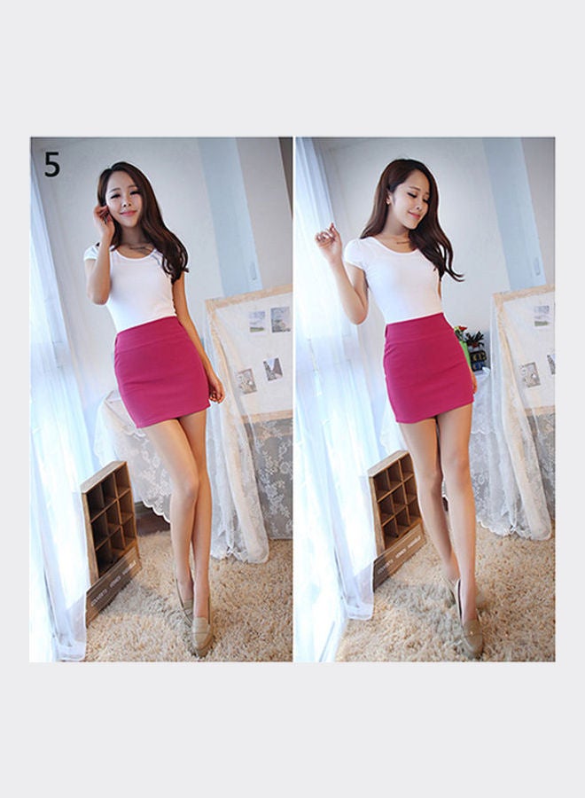 Women's Sexy Mini Skirt Slim Seamless Stretch Tight Short Fitted Pencil Skirt Rose - Image 1