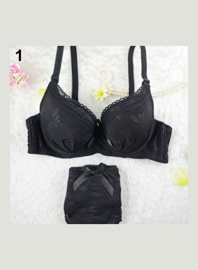 Women's Lace Underwire Push Up Bra Set Bowknot Embroider Brassiere Panties White  - Image 5