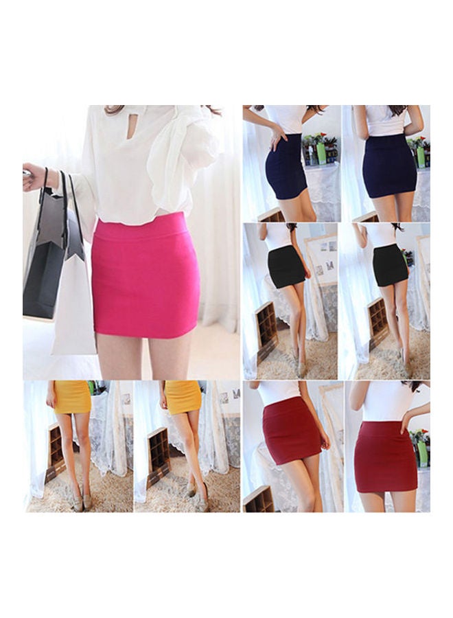 Women's Sexy Mini Skirt Slim Seamless Stretch Tight Short Fitted Pencil Skirt Red - Image 2