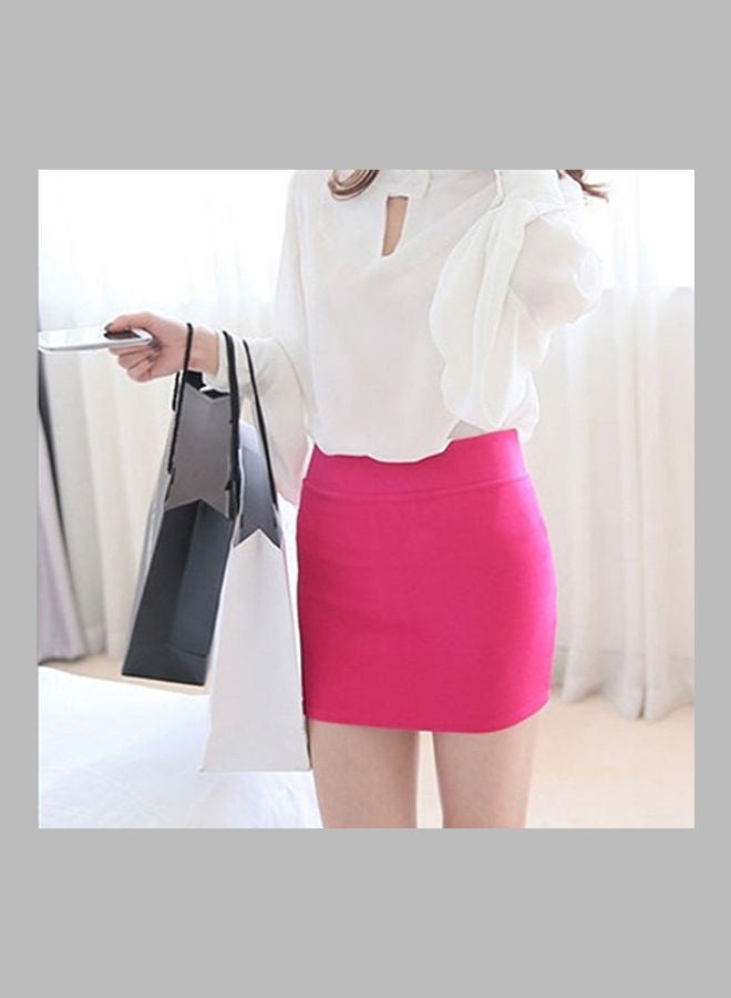 Women's Sexy Mini Skirt Slim Seamless Stretch Tight Short Fitted Pencil Skirt Red - Image 4