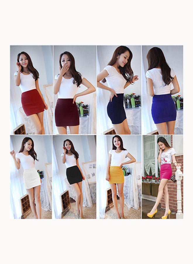 Women's Sexy Mini Skirt Slim Seamless Stretch Tight Short Fitted Pencil Skirt Red - Image 5